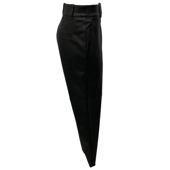 BRUNELLO CUCINELLI BLACK STRETCH NAPPA LEATHER CIGARETTE TROUSER - Picture 2 of 6